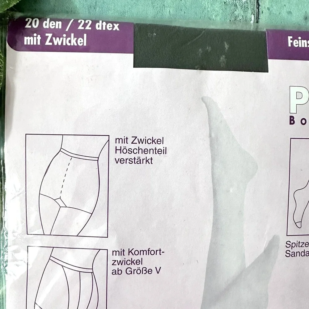 Vintage Deadstock Graphite Grey Sheer Tights German Nylon Hosiery M/L